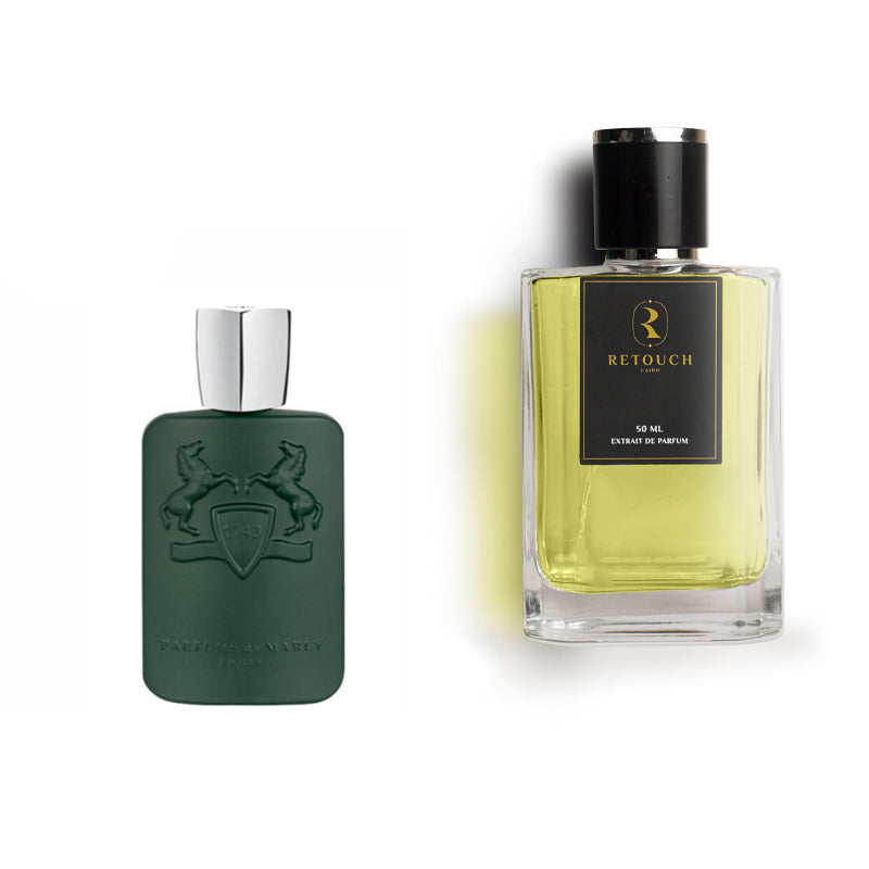 Parfums de Marly Byerley fragrance details, showcasing a luxurious perfume with warm, woody, and earthy notes, featuring cedarwood and resinous accords.